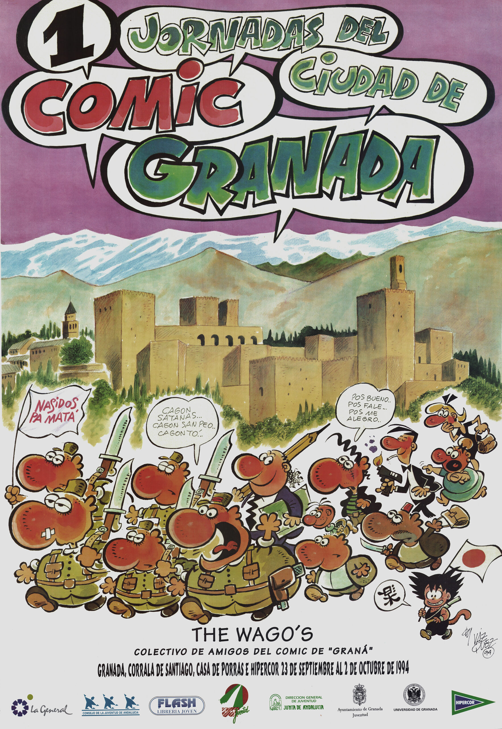 Cartel de las I Jornadas del Cómic Ciudad de Granada, obra de Manuel “By” Vázquez