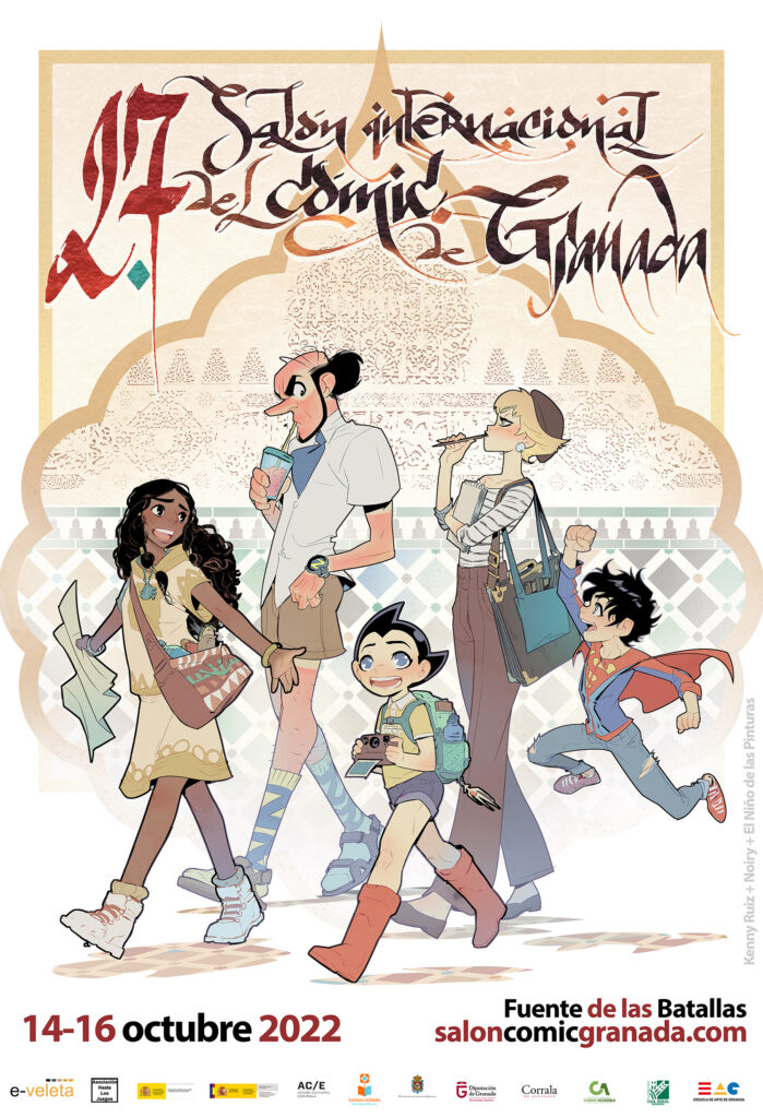Cartel del 27.º Salón Internacional del Cómic de Granada, obra de Kenny Ruiz, con Noiry y El Niño de las Pinturas