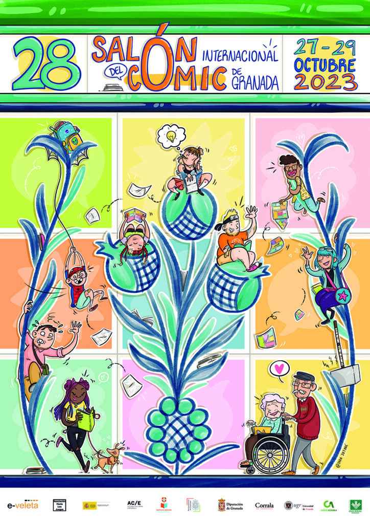 Cartel del 28.º Salón Internacional del Cómic de Granada, obra de Sara Jotabé