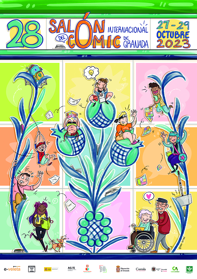 Cartel del 28.º Salón Internacional del Cómic de Granada, obra de Sara Jotabé