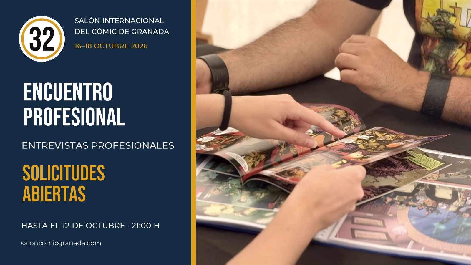 Solicitudes abiertas para las entrevistas profesionales del 32.º Salón Internacional del Cómic de Granada.
